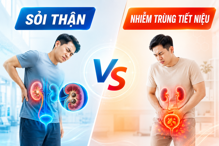 Sỏi thận vs nhiễm trùng tiết niệu