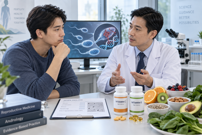 Bổ sung Vitamin E và Vitamin C hàm lượng cao có giúp giảm tỷ lệ phân đoạn DNA tinh trùng (DFI) không?